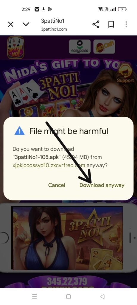 download process on 3 patti no 1 apk